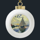 Monet - Sailboat at le Petit Gennevilliers Ceramic Ball Christmas Ornament<br><div class="desc">Claude Monet painting,  Sailboat at le Petit Gennevilliers</div>