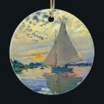 Monet Sailboat at Le Petit-Gennevilliers Ceramic Ornament<br><div class="desc">Ornament featuring Claude Monet’s oil painting Sailboat at Le Petit-Gennevilliers (1874). A serene sailboat sails the waters in Paris,  France. Perfect for lovers of Impressionism and French art collectors!</div>