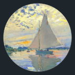 Monet Sailboat at Le Petit-Gennevilliers Classic Round Sticker<br><div class="desc">Stickers featuring Claude Monet’s oil painting Sailboat at Le Petit-Gennevilliers (1874). A serene sailboat sails the waters in Paris,  France. Perfect for lovers of Impressionism and French art collectors!</div>