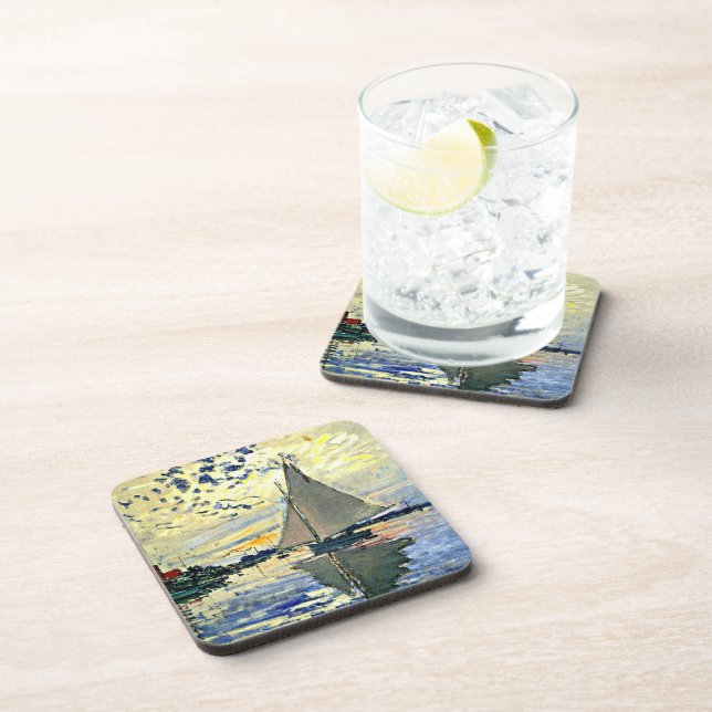 Monet - Sailboat at le Petit Gennevilliers Coaster (Right Side)