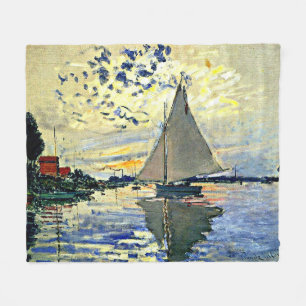 Monet, Sailboat at le Petit Gennevilliers Fleece Blanket