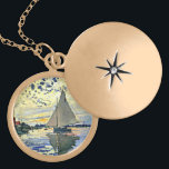 Monet - Sailboat at le Petit GENNEVILLIERS Gold Plated Necklace<br><div class="desc">Claude Monet painting,  Sailboat at le Petit Gennevilliers</div>