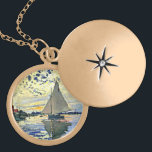 Monet - Sailboat at le Petit GENNEVILLIERS Gold Plated Necklace<br><div class="desc">Claude Monet painting,  Sailboat at le Petit Gennevilliers</div>