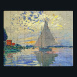 Monet Sailboat at Le Petit-Gennevilliers Jigsaw Puzzle<br><div class="desc">Puzzle featuring Claude Monet’s oil painting Sailboat at Le Petit-Gennevilliers (1874). A serene sailboat sails the waters in Paris,  France. Perfect for lovers of Impressionism and French art collectors!</div>