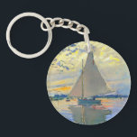 Monet Sailboat at Le Petit-Gennevilliers Keychain<br><div class="desc">Keychain featuring Claude Monet’s oil painting Sailboat at Le Petit-Gennevilliers (1874). A serene sailboat sails the waters in Paris,  France. Perfect for lovers of Impressionism and French art collectors!</div>