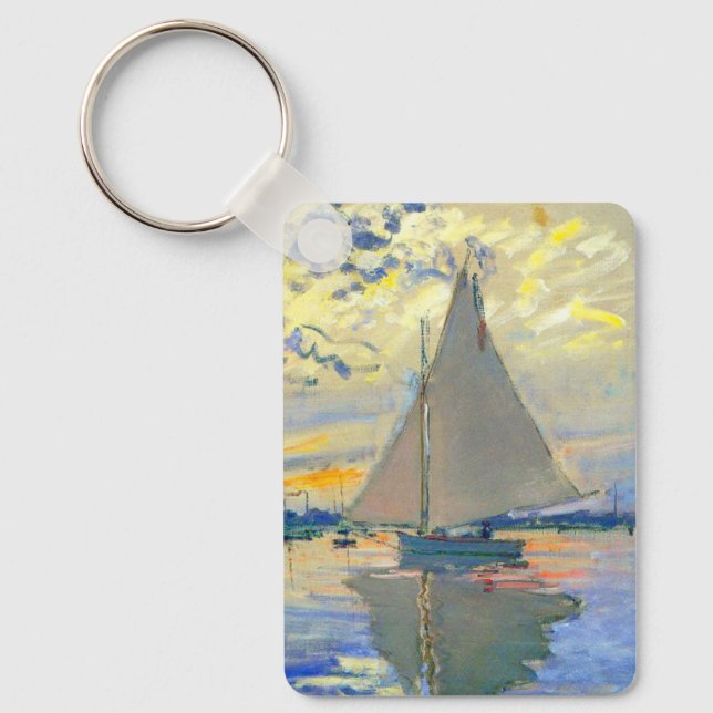 Monet Sailboat at Le Petit-Gennevilliers Keychain (Front)