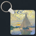 Monet Sailboat at Le Petit-Gennevilliers Keychain<br><div class="desc">Keychain featuring Claude Monet’s oil painting Sailboat at Le Petit-Gennevilliers (1874). A serene sailboat sails the waters in Paris,  France. Perfect for lovers of Impressionism and French art collectors!</div>