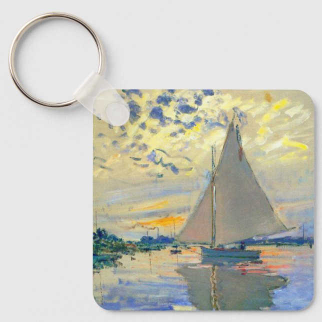Monet Sailboat at Le Petit-Gennevilliers Keychain (Front)