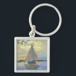 Monet Sailboat at Le Petit-Gennevilliers Keychain<br><div class="desc">Keychain featuring Claude Monet’s oil painting Sailboat at Le Petit-Gennevilliers (1874). A serene sailboat sails the waters in Paris,  France. Perfect for lovers of Impressionism and French art collectors!</div>