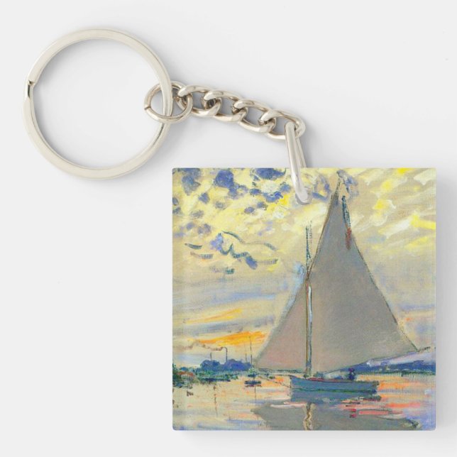Monet Sailboat at Le Petit-Gennevilliers Keychain (Front)