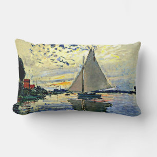 Monet - Sailboat at le Petit Gennevilliers Lumbar Pillow