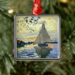 Monet - Sailboat at le Petit GENNEVILLIERS Metal Ornament<br><div class="desc">Claude Monet painting,  Sailboat at le Petit Gennevilliers.</div>