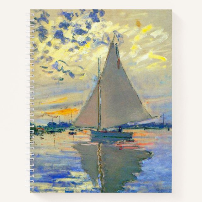 Monet Sailboat at Le Petit-Gennevilliers Notebook (Front)