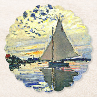 Monet - Sailboat at Le Petit-Gennevilliers Paper Coaster