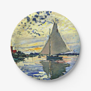 Monet - Sailboat at le Petit Gennevilliers, Paper Plate