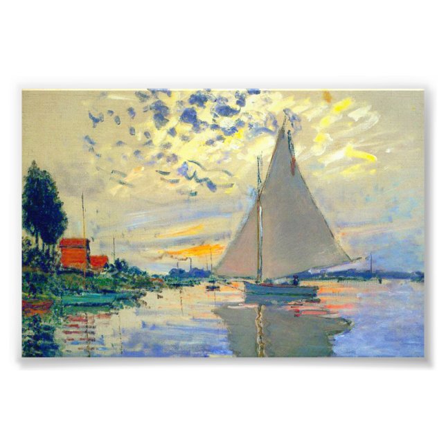 Monet Sailboat at Le Petit-Gennevilliers Photo Print (Front)