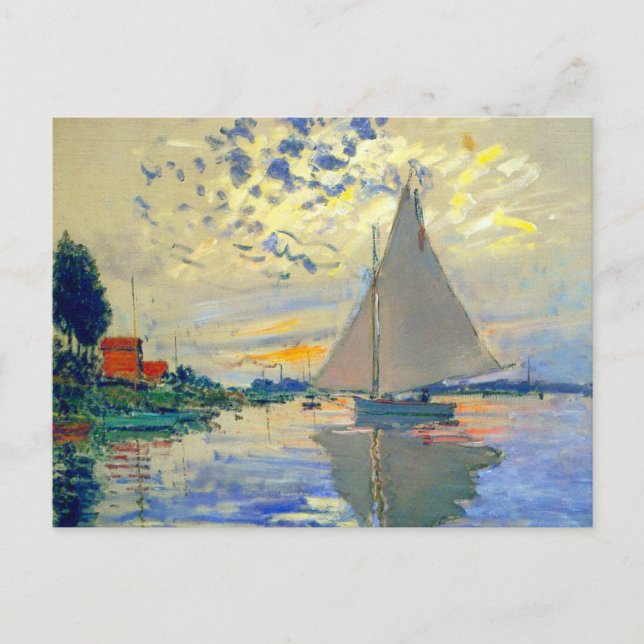 Monet Sailboat at Le Petit-Gennevilliers Postcard (Front)