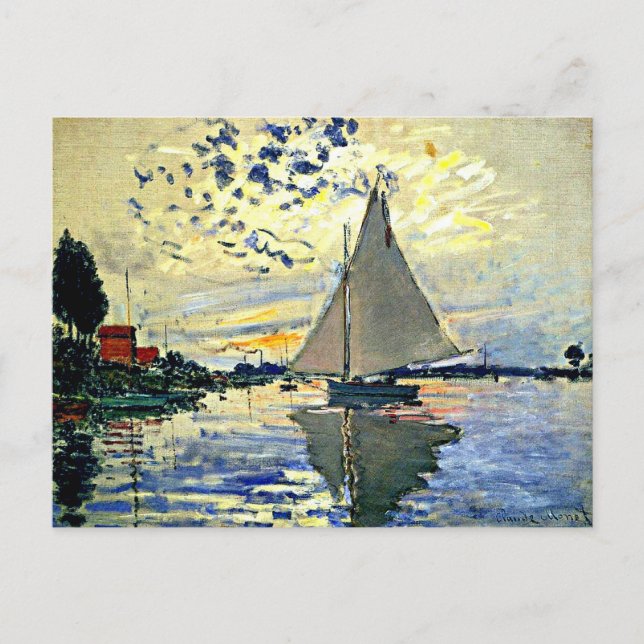 Monet - Sailboat at le Petit Gennevilliers Postcard (Front)
