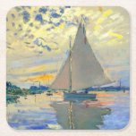 Monet Sailboat at Le Petit-Gennevilliers Square Paper Coaster<br><div class="desc">Paper Coasters featuring Claude Monet’s oil painting Sailboat at Le Petit-Gennevilliers (1874). A serene sailboat sails the waters in Paris,  France. Perfect for lovers of Impressionism and French art collectors!</div>