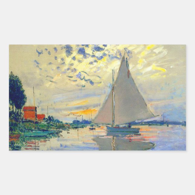Monet Sailboat at Le Petit-Gennevilliers Sticker (Front)