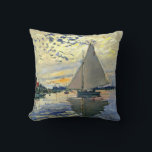 Monet - Sailboat at Le Petit-Gennevilliers Throw Pillow<br><div class="desc">Claude Monet painting,  Sailboat at Le Petit-Gennevilliers,  throw pillow.</div>