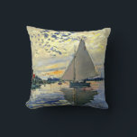 Monet - Sailboat at Le Petit-Gennevilliers Throw Pillow<br><div class="desc">Claude Monet painting,  Sailboat at Le Petit-Gennevilliers,  throw pillow.</div>