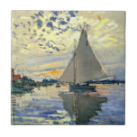 Monet - Sailboat at Le Petit-Gennevilliers Tile<br><div class="desc">Claude Monet painting,  Sailboat at Le Petit-Gennevilliers,  ceramic tile. VIRGINIA5050,  custom-designed products and gifts at www.zazzle.com/virginia5050*,  PaulKleeGiftShop,  InternationalGifts,  RetirementGiftStore,  BirthdayGiftStore,  ILoveGiftStore,  and FloridaGiftStore.zazzle.com/FloridaGiftStore.</div>