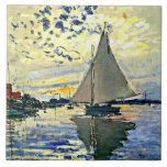 Monet - Sailboat at le Petit Gennevilliers Tile<br><div class="desc">Claude Monet painting,  Sailboat at le Petit Gennevilliers</div>