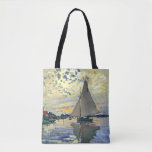 Monet - Sailboat at Le Petit-Gennevilliers, Tote Bag<br><div class="desc">Claude Monet painting,  Sailboat at Le Petit-Gennevilliers,  throw pillow.</div>