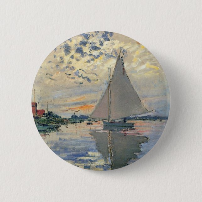 Monet Sailboat French Impressionism Classic Art 2 Inch Round Button (Front)