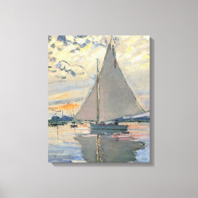 Monet Sailboat French Impressionism Classic Art Canvas Print (Front)