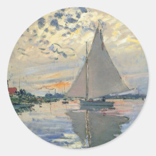 Monet Sailboat French Impressionism Classic Art Classic Round Sticker