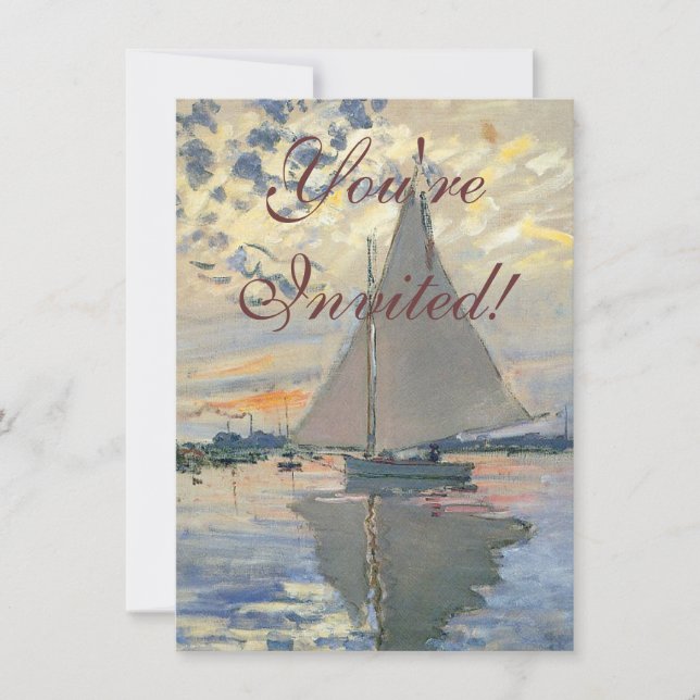 Monet Sailboat French Impressionism Classic Art Invitation (Front)