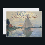 Monet Sailboat French Impressionism Classic Art Invitation<br><div class="desc">Monet Sailboat - This beautiful French sailboat is by French impressionist Claude Monet, painted in 1874. Monet was one of the most important French impressionist artists that ever lived. The exact title of the painting is "Sailboat at Petit-Gennevilliers, " an oil on canvas. The painting shows a single sailboat with...</div>