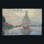 Monet Sailboat French Impressionism Classic Art Kitchen Towel<br><div class="desc">Monet Sailboat - This beautiful French sailboat is by French impressionist Claude Monet, painted in 1874. Monet was one of the most important French impressionist artists that ever lived. The exact title of the painting is "Sailboat at Petit-Gennevilliers, " an oil on canvas. The painting shows a single sailboat with...</div>