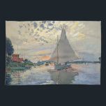 Monet Sailboat French Impressionism Classic Art Kitchen Towel<br><div class="desc">Monet Sailboat - This beautiful French sailboat is by French impressionist Claude Monet, painted in 1874. Monet was one of the most important French impressionist artists that ever lived. The exact title of the painting is "Sailboat at Petit-Gennevilliers, " an oil on canvas. The painting shows a single sailboat with...</div>