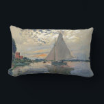 Monet Sailboat French Impressionism Classic Art Lumbar Pillow<br><div class="desc">Monet Sailboat - This beautiful French sailboat is by French impressionist Claude Monet, painted in 1874. Monet was one of the most important French impressionist artists that ever lived. The exact title of the painting is "Sailboat at Petit-Gennevilliers, " an oil on canvas. The painting shows a single sailboat with...</div>