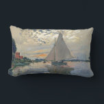 Monet Sailboat French Impressionism Classic Art Lumbar Pillow<br><div class="desc">Monet Sailboat - This beautiful French sailboat is by French impressionist Claude Monet, painted in 1874. Monet was one of the most important French impressionist artists that ever lived. The exact title of the painting is "Sailboat at Petit-Gennevilliers, " an oil on canvas. The painting shows a single sailboat with...</div>