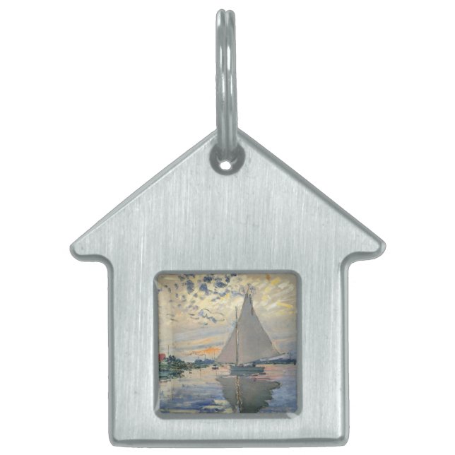 Monet Sailboat French Impressionism Classic Art Pet Tag (Front)