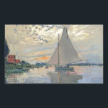 Monet Sailboat French Impressionism Classic Art Sticker<br><div class="desc">Monet Sailboat - This beautiful French sailboat is by French impressionist Claude Monet, painted in 1874. Monet was one of the most important French impressionist artists that ever lived. The exact title of the painting is "Sailboat at Petit-Gennevilliers, " an oil on canvas. The painting shows a single sailboat with...</div>