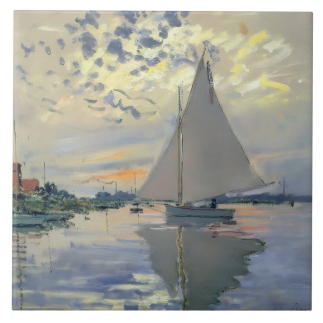 Monet Sailboat French Impressionism Classic Art Tile (Front)