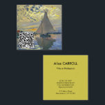 Monet - Sailboat, Le Petit-Gennevilliers - QR Code Square Business Card<br><div class="desc">Sailboat at Le Petit-Gennevilliers / Voilier au Petit-Gennevilliers - Claude Monet,  1874</div>