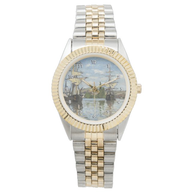 Monet Ships Riding on the Seine Fine Art Watch (Front)