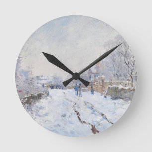 Monet  Snow Scene at Argenteuil Round Clock