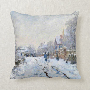 Monet - Snow Scene at Argenteuil Throw Pillow