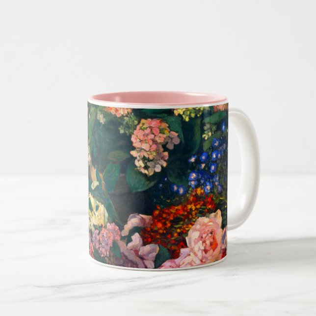 Monet Spring Flowers Two-Tone Coffee Mug (Front Right)