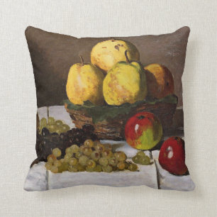 Monet - Still Life with Pears and Grapes Throw Pillow