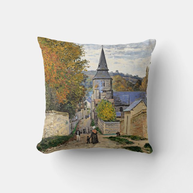 Monet - Street in Sainte-Adresse, fine art, Throw Pillow (Front)