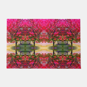 Monet style pink Autumn landscape, pink leaves    Doormat