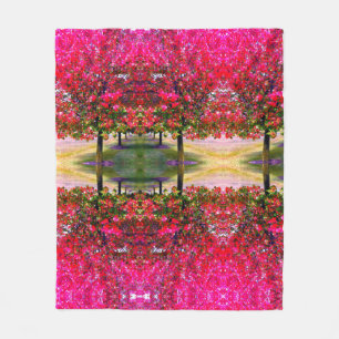 Monet style pink Autumn landscape, pink leaves Fleece Blanket